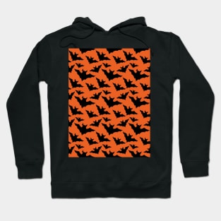 Halloween black bats orange cool spooky silhouette pattern Hoodie